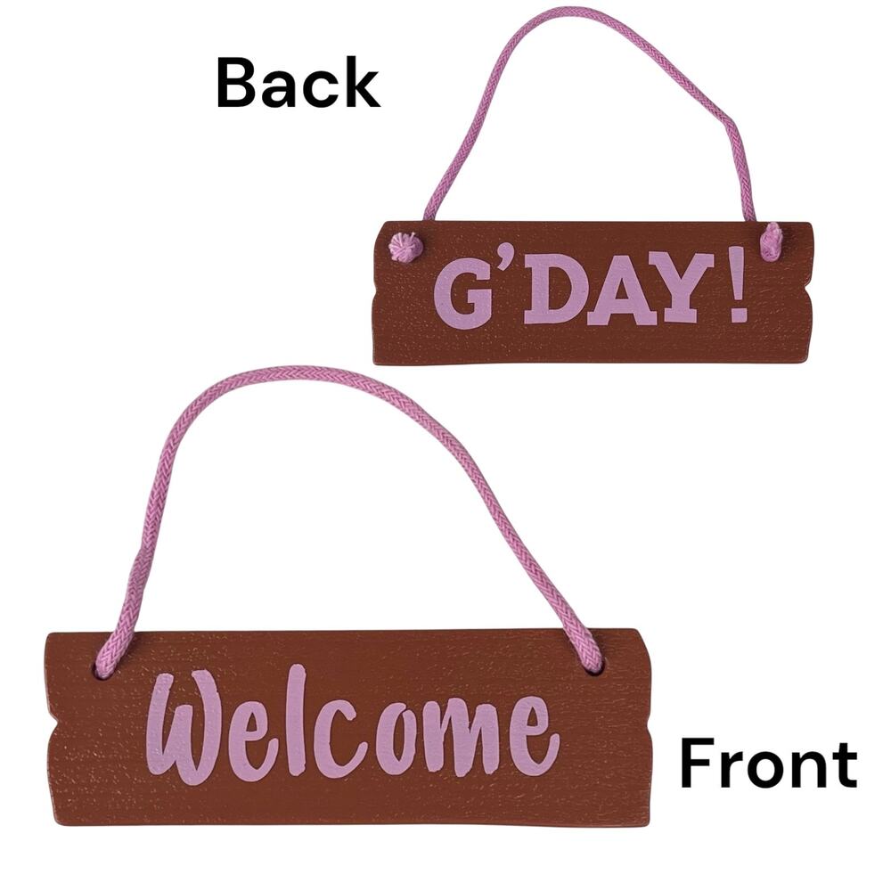 American Girl Kira Welcome Sign GDay Comfy Platform Reversible Hanging Accessory